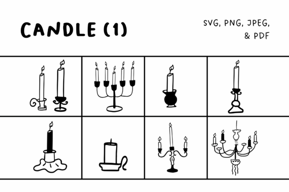 Candle Hand-Drawn Set 1: Hand-Drawn Graphics & Illustrations