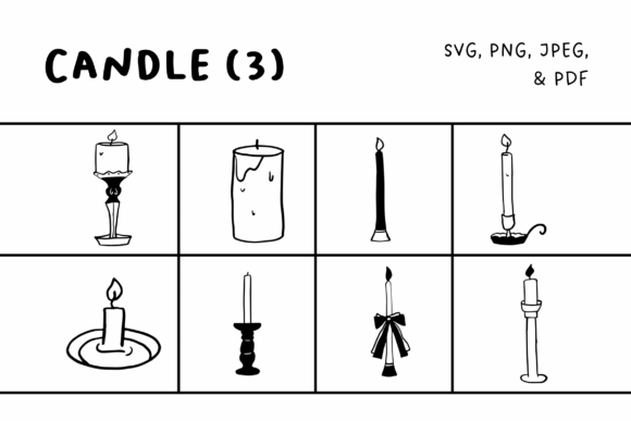 Candle Hand-Drawn Set 3: Hand-Drawn Graphics & Illustrations