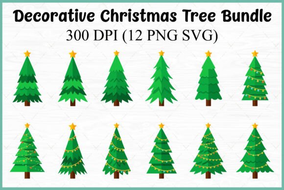 Christmas Tree Vector SVG Clipart Bundle: Graphics & Illustrations