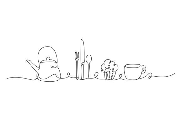 Continuous Line Cooking Graphics & Illustrations