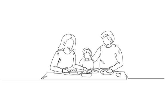 Continuous Line Design of Eating Graphics