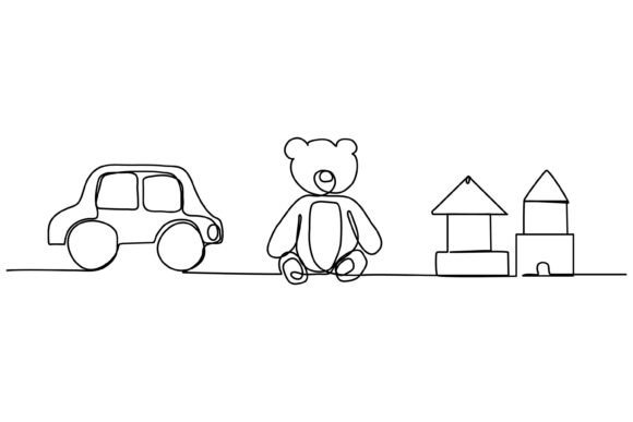 Continuous Line Design of Toys: Graphics & Illustrations