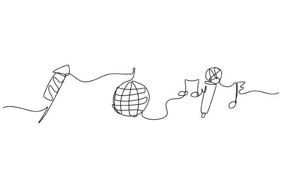 Continuous Line Party at the Celebration Graphics
