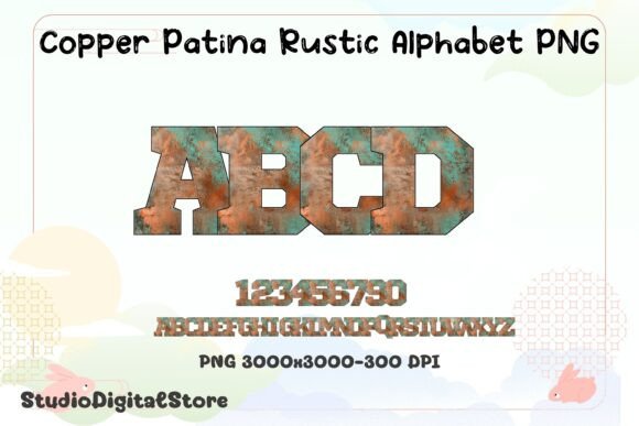 Copper Patina Rustic Alphabet PNG: Graphics & Illustrations