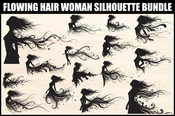 Flowing Hair Woman Silhouette Bundle: Graphics & Illustrations for Brand Storytelling