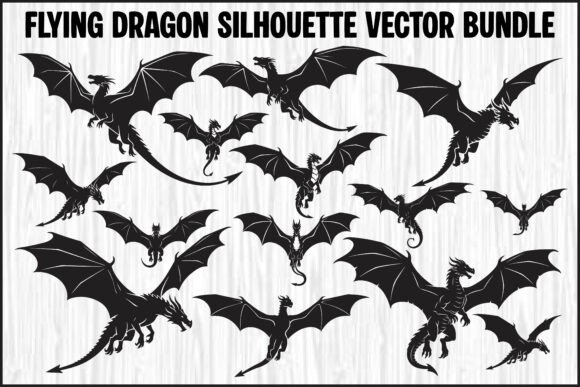 Flying Dragon Silhouette Vector Bundle: Graphics & Illustrations for Local Branding