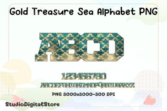 Gold Treasure Sea Alphabet PNG: Graphics & Illustrations Review