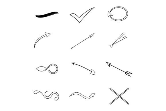 Hand Drawn Marker Simple Elements Set: Graphics & Illustrations