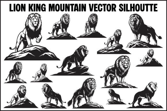 Lion King Mountain Vector Silhouette Graphics