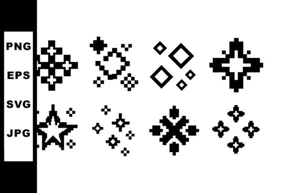 Pixel Art Sparkle Icons Vector