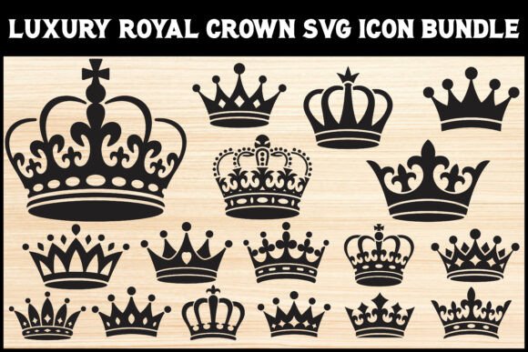 Royal Crown Icon Silhouette Bundle: Graphics & Illustrations for Local Branding