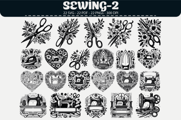 Sewing Vector Clipart – 22 Designs: Graphics & Illustrations for Local Branding