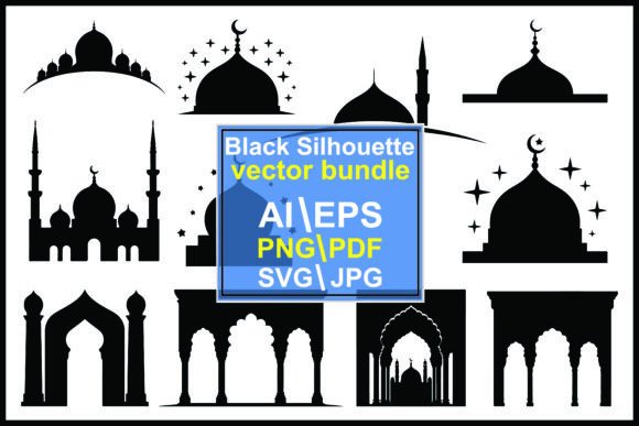 Silhouettes of Mosque Domes and Arches