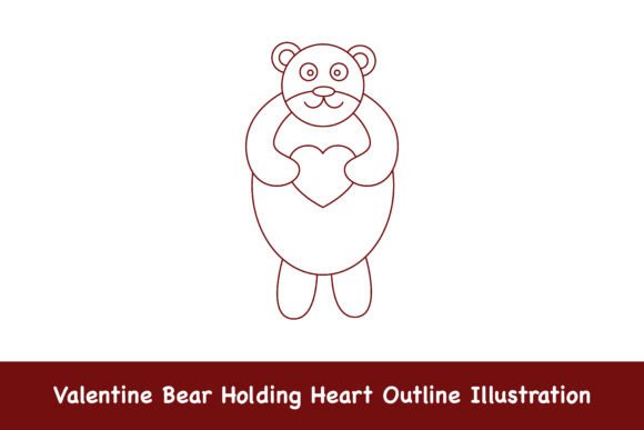 Valentine Bear Holding Heart Outline