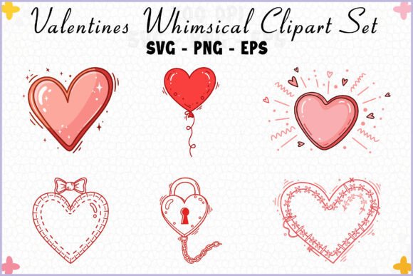 Valentine Doodle Heart Clipart Bundle